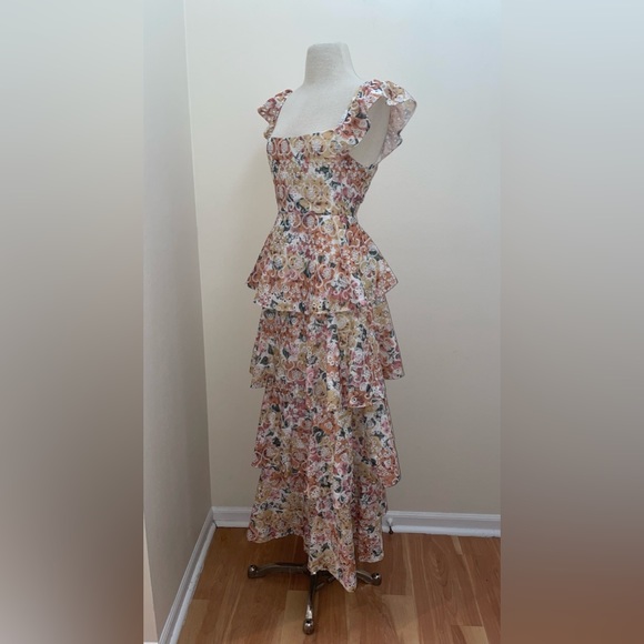 En Saison NWT Floral Romantic Ruffle Embroidered Presley Midi Dress Size Large - Picture 4 of 16